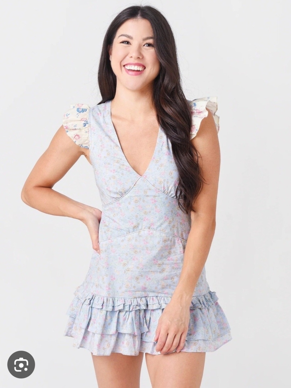 LoveShackFancy Light Blue Arthur Mini Dress